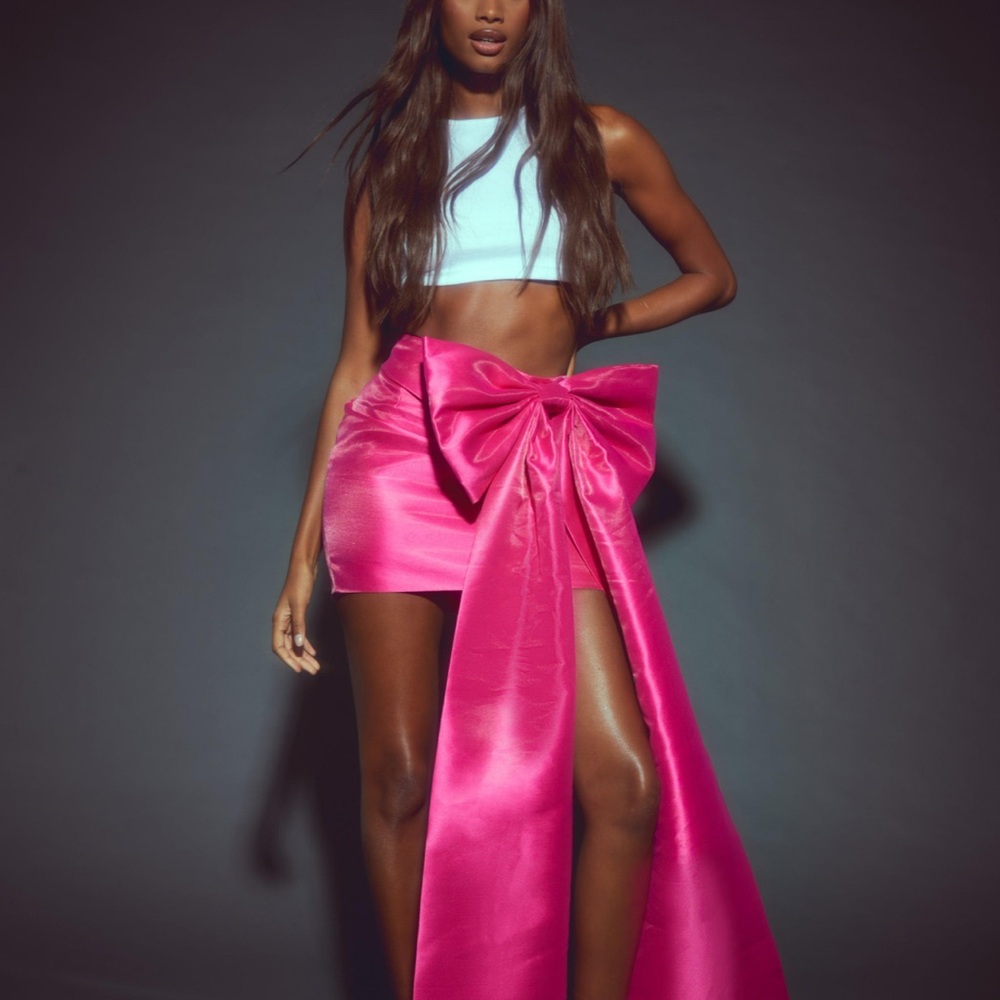 Pink High Low Asymmetrical Skirt